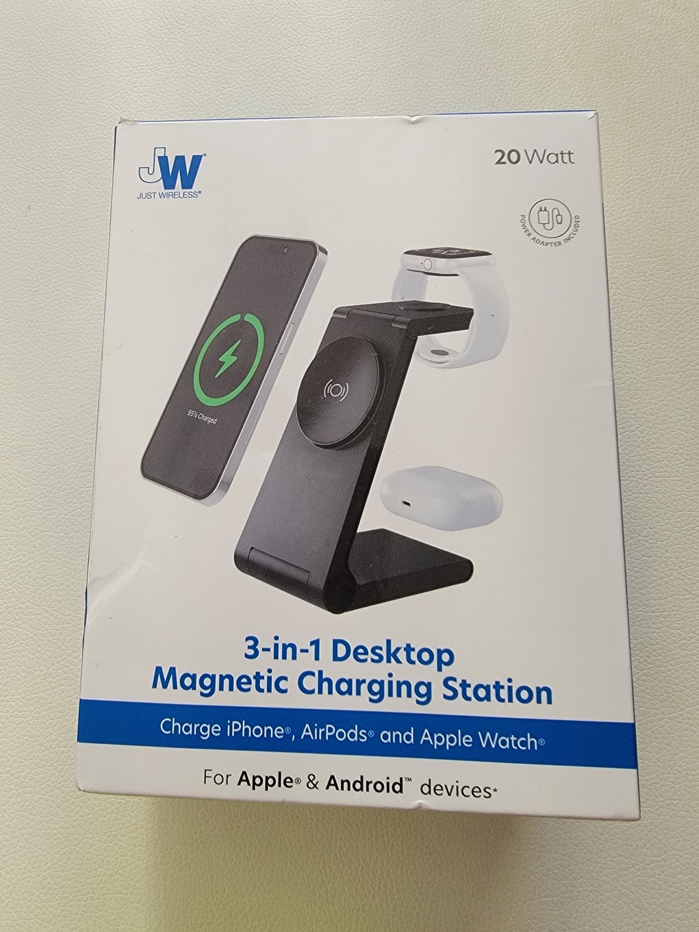 Just Wireless 20W 3-in-1 Desktop Magnetic Charging Station
